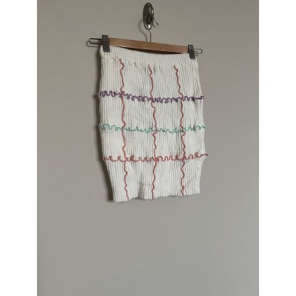 Hot & Delicious 2 Piece Top & Skirt Set Cream w/ Stripe Design - SIze Small - Picture 12 of 15